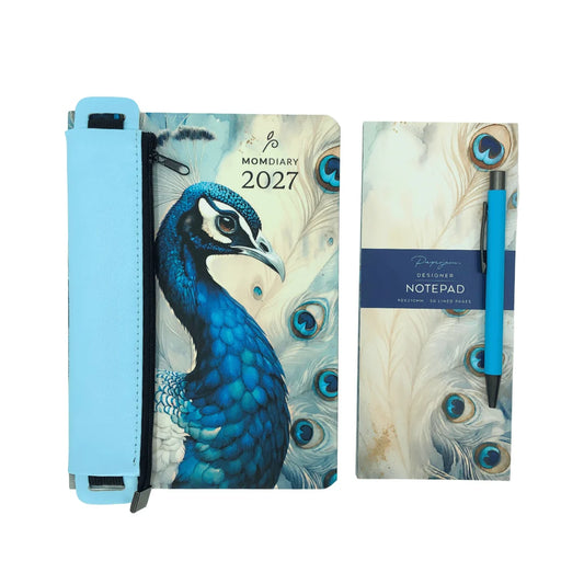 MOM Diary 2027 Designer Gift Bundle | A5 Planner, Pencil Pouch, Pen & Notepad Set