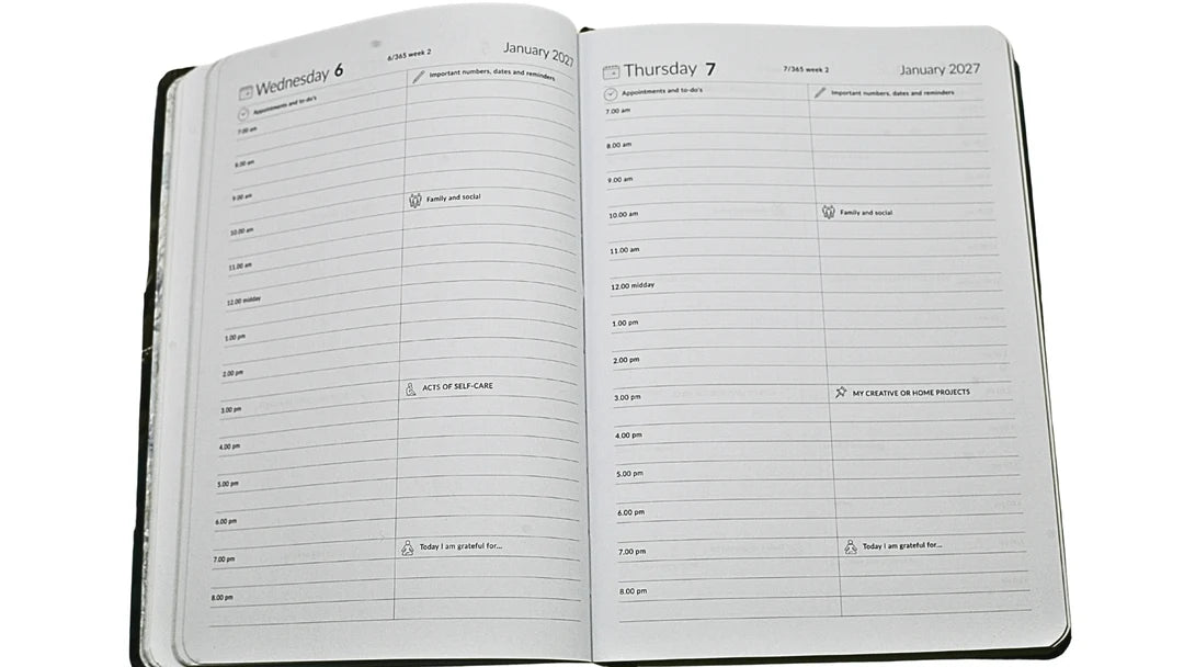 WOW Diary 2027 | A5 Textured Designed Hardcover Lifestyle, Work & Goal Planner