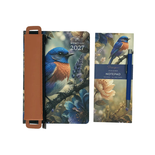 WOW Diary 2027 Designer Gift Bundle | A5 Planner, Pencil Pouch, Pen & Notepad Set