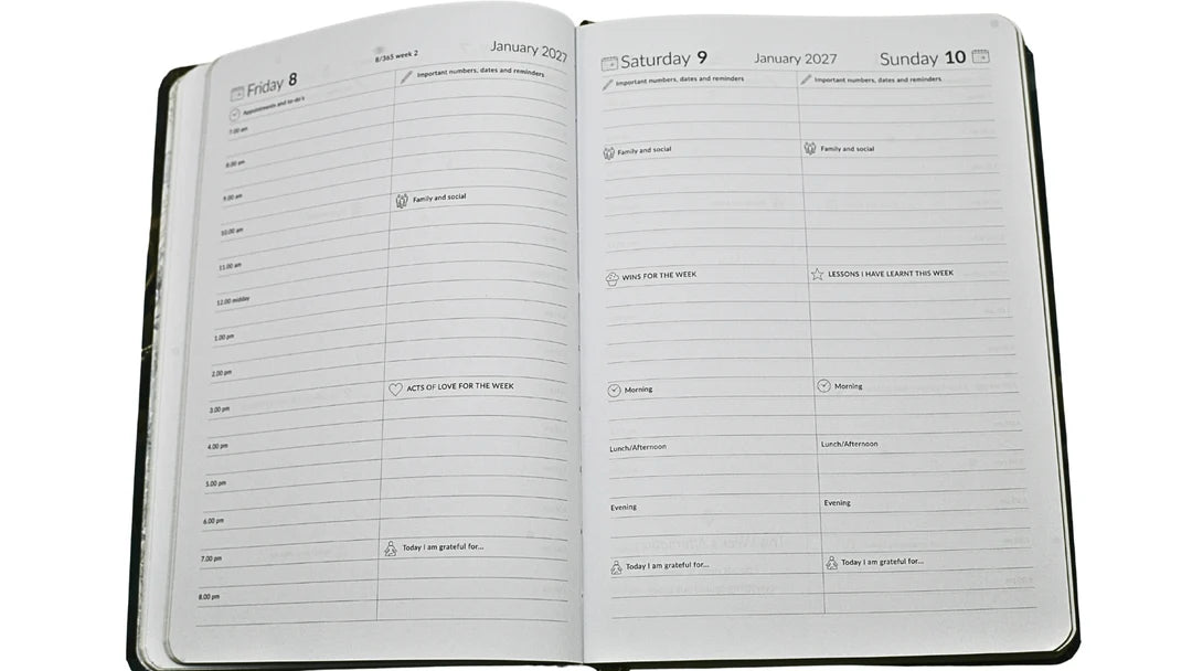 Flexi MOM Diary 2027 | Leatherette A5 Softcover Family & Life Planner