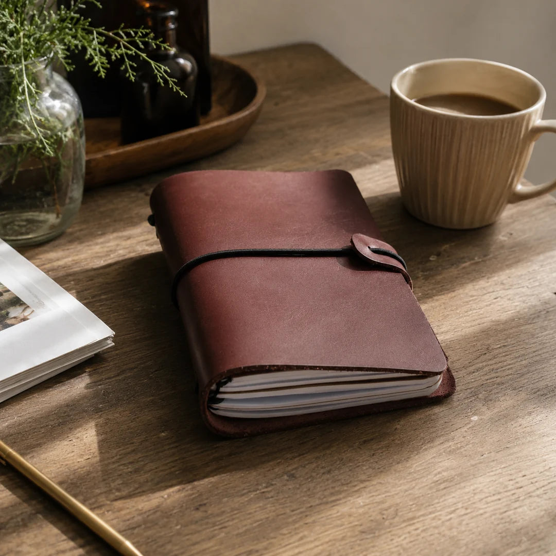Nomad Mini-Leather Travel Journal Bundle(Includes 3 A6 Notebook Inserts)