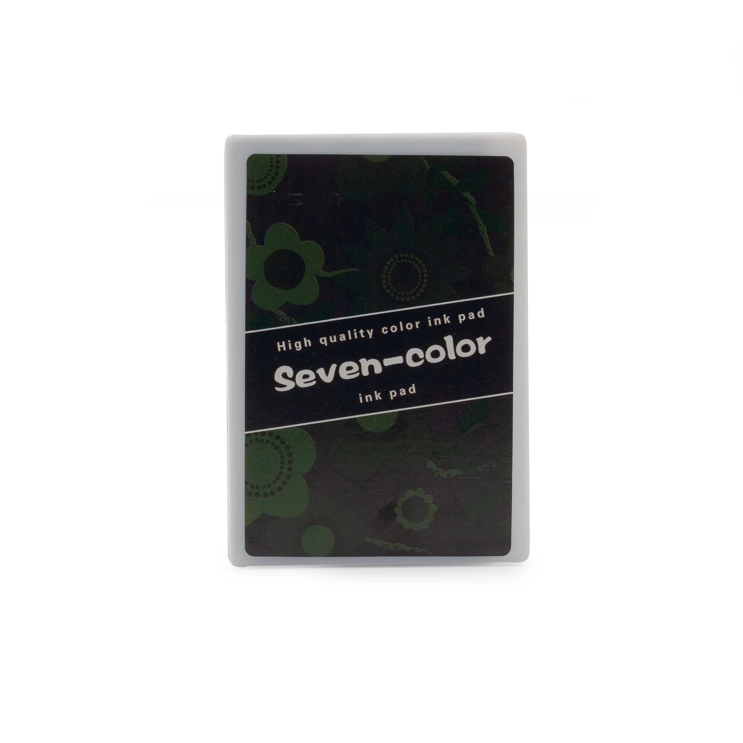Seven-color high quality Black ink pad packaging with floral designs on a white background