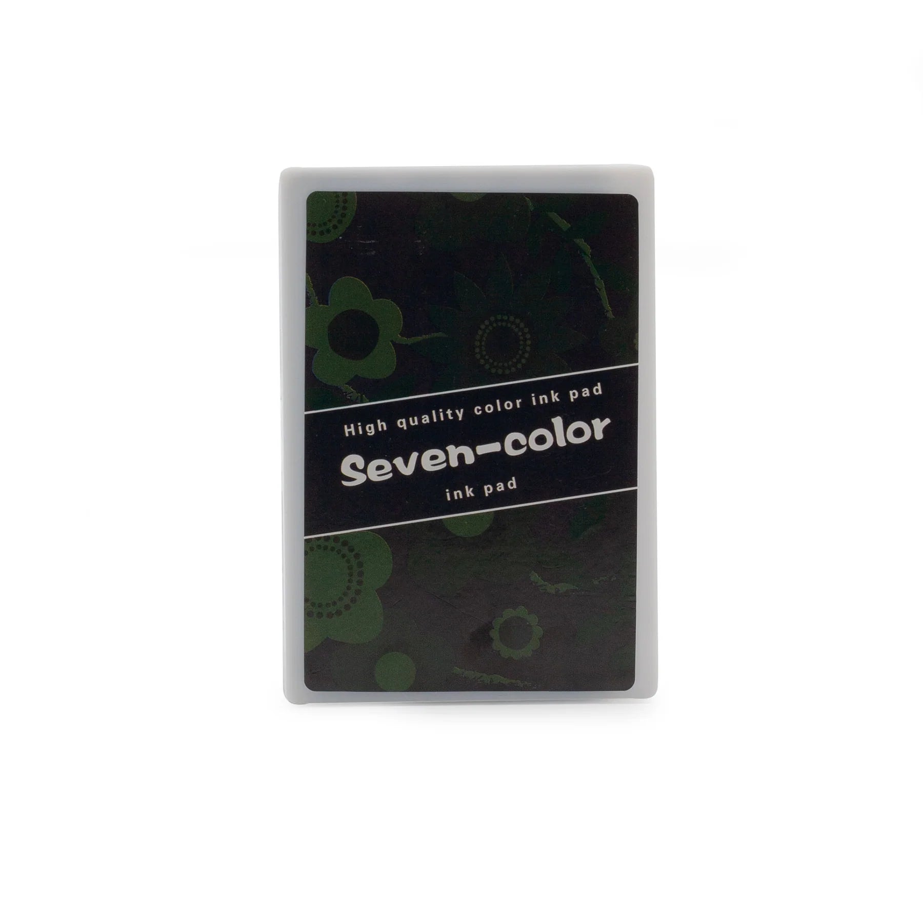Seven-color high quality Black ink pad packaging with floral designs on a white background