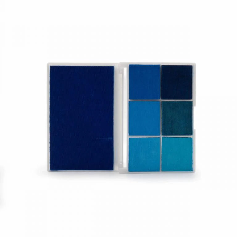 High quality Blue ink pad packaging with individual pads on a white background