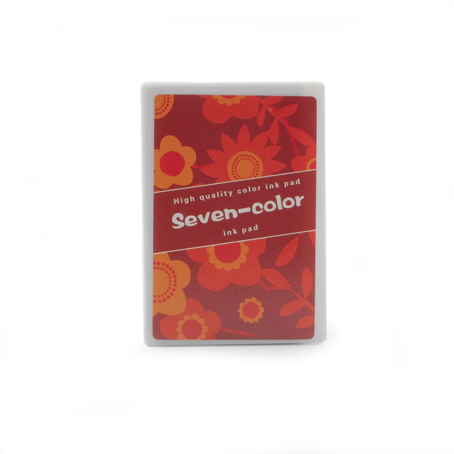 Seven-color high quality brown ink pad packaging with floral designs on a white background