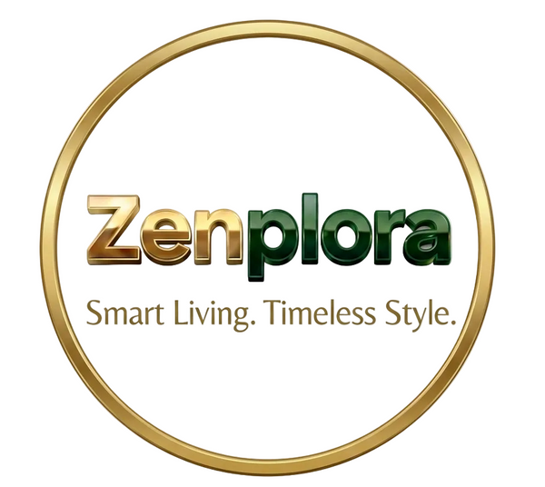 Zenplora logo with gold and green text on a white background