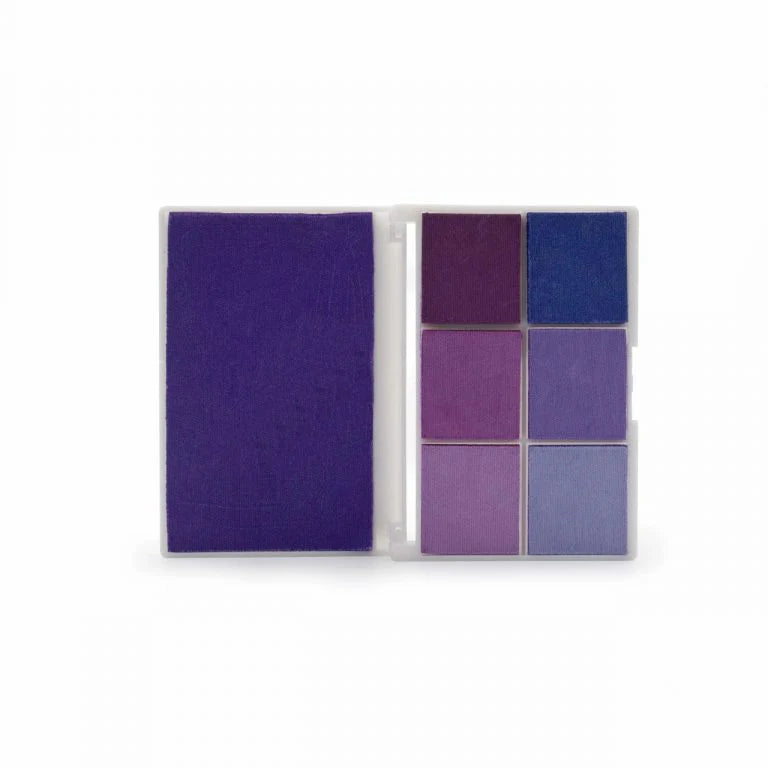 High quality Purple ink pad packaging with individual pads on a white background