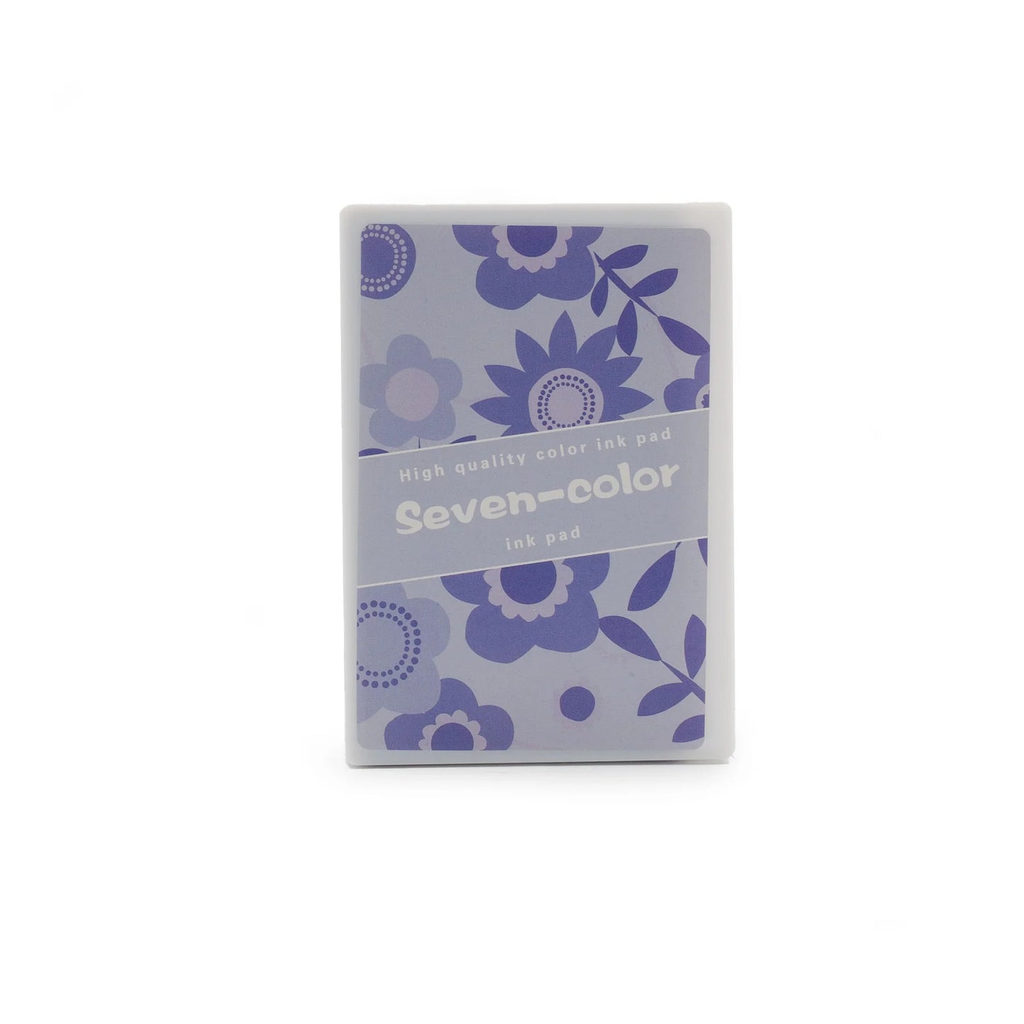Seven-color high quality purple ink pad packaging with floral designs on a white background