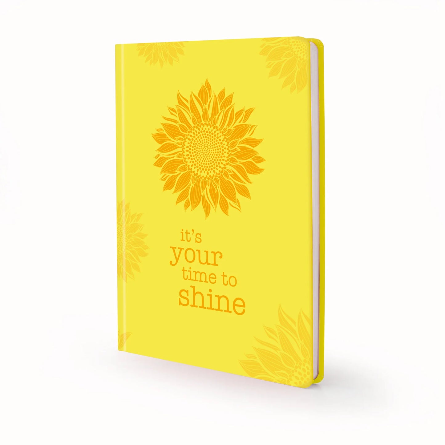 Scribblz A5 Journal with sunshine yellow design and with motivational quote on a white background