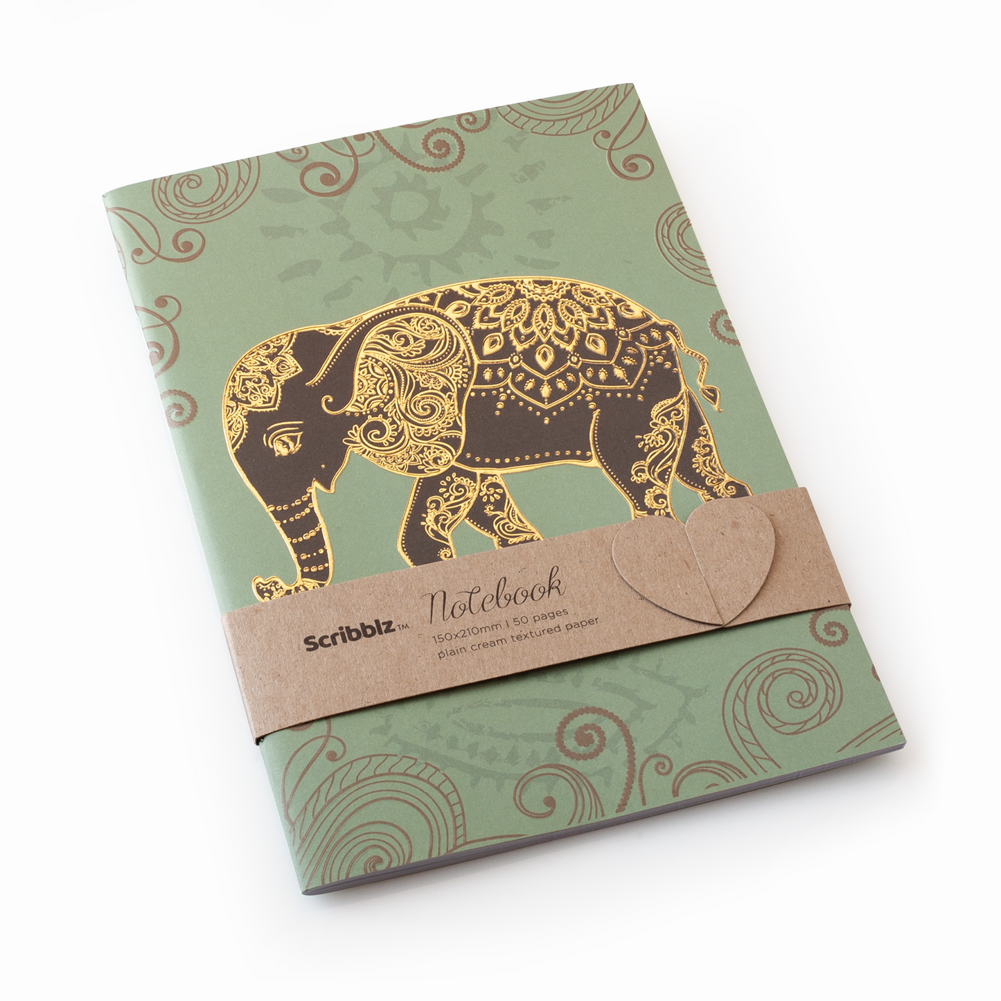 A5 Scribblz notebook with Elephant featuring plain cream textured paper
