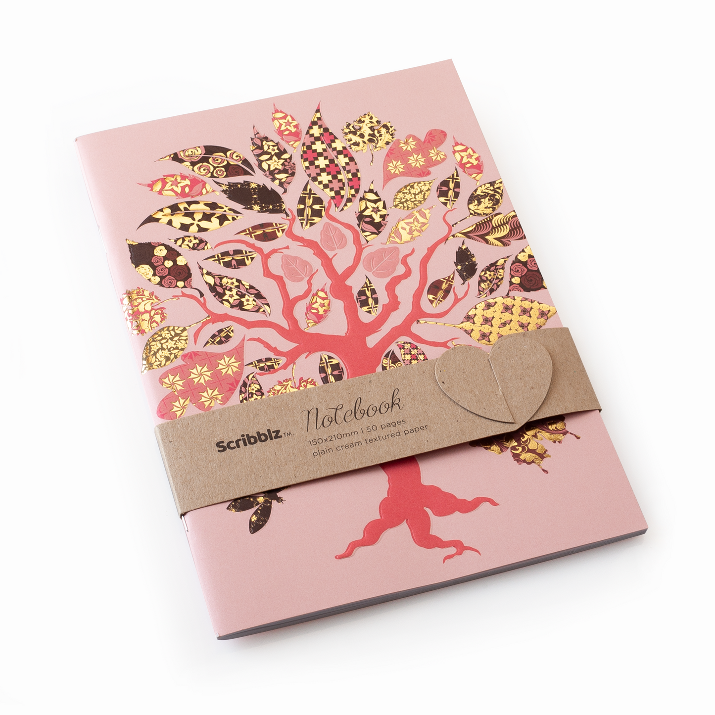 A5 Scribblz notebook with Tree featuring plain cream textured paper background