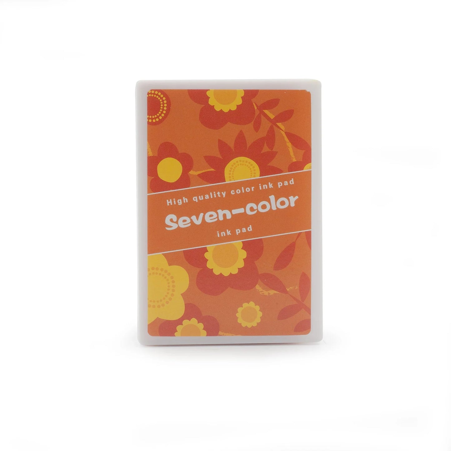Seven-color high quality yellow ink pad packaging with floral designs on a white background