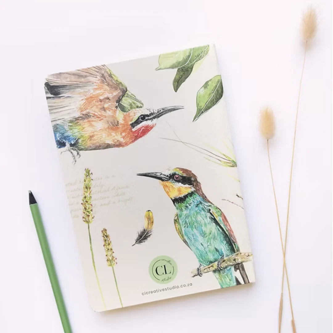 African Bird Journal with Bee Eater designs on a white background