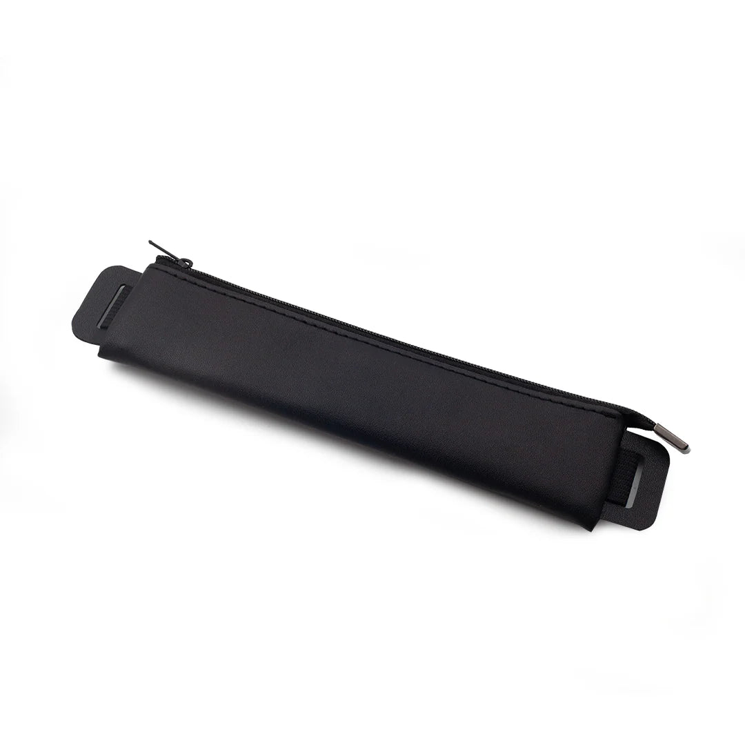 Diary/Journal Pencil Pouch case in black with black zipper on a white background