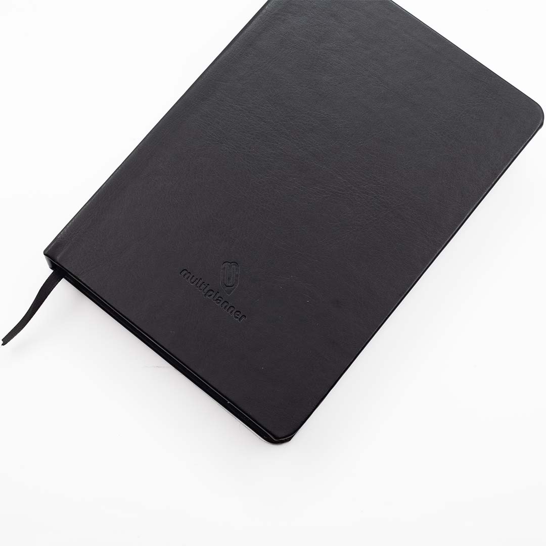 Black multi planner with a brand logo on a white background