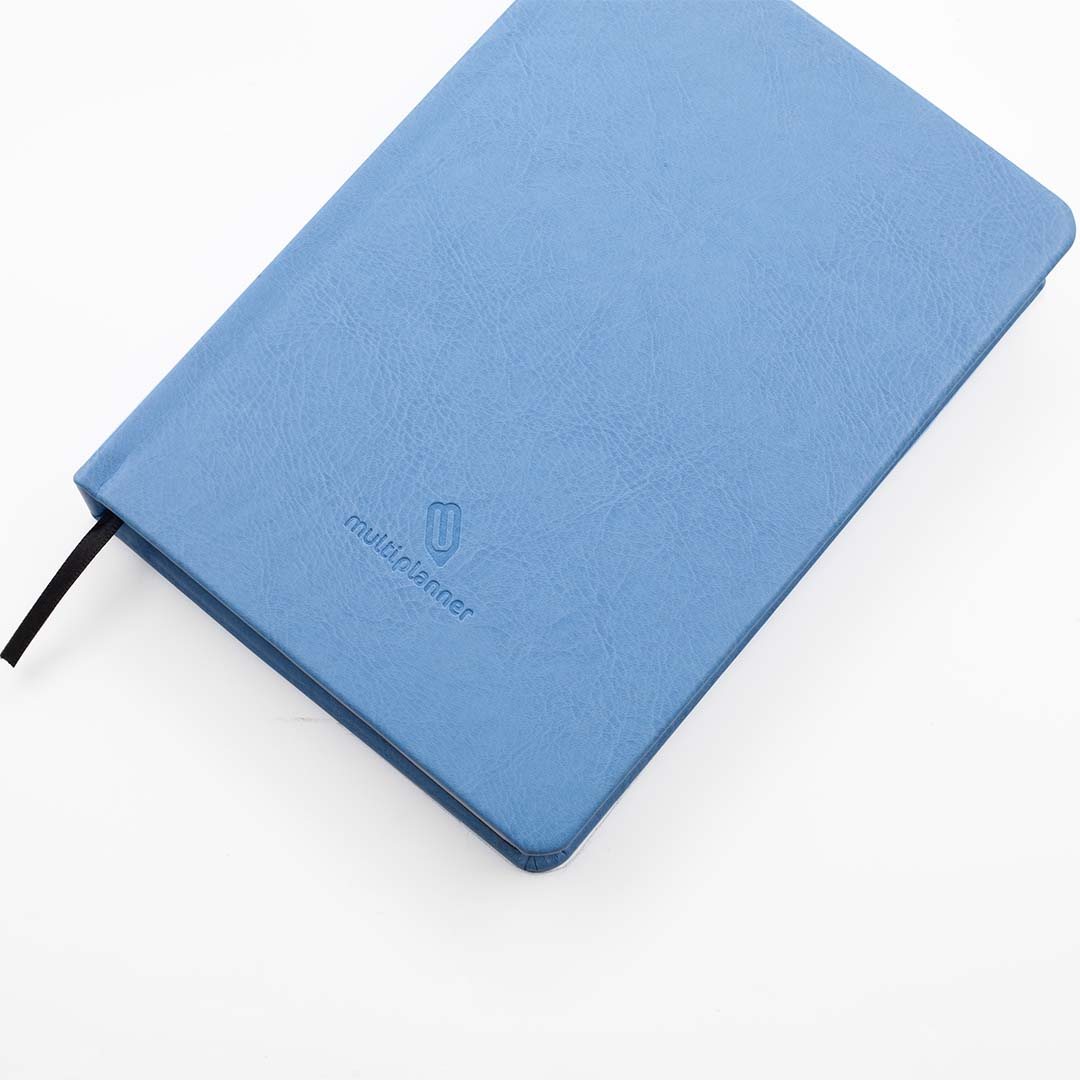 Blue multi planner with a brand logo on a white background