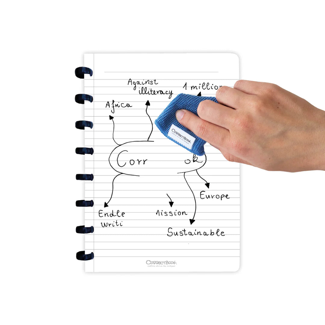 Bee Mindful CorrectBook (Write & Wipe) with a diagram of instructions on a white background