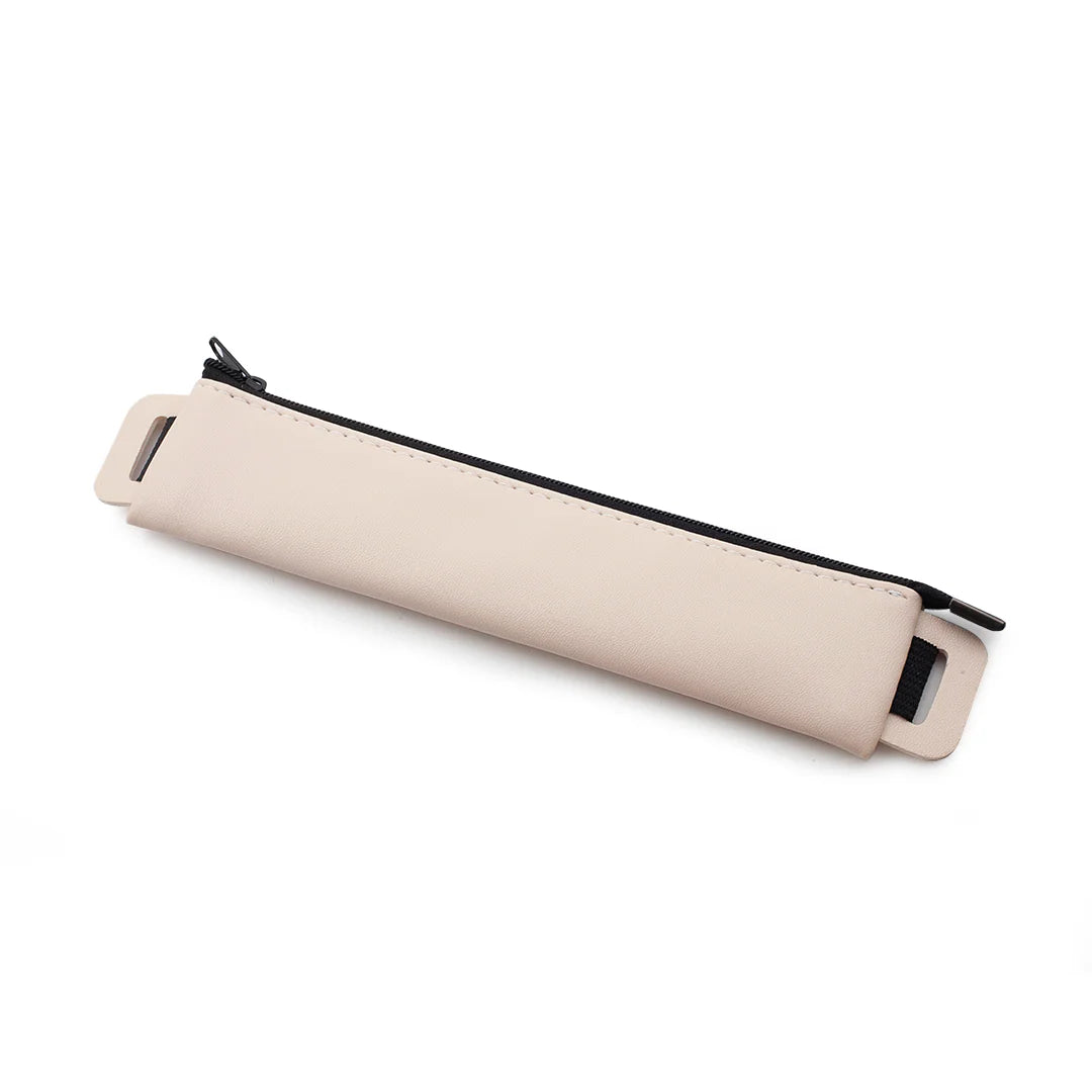 Diary/Journal Pencil Pouch case in cream with black zipper on a white background