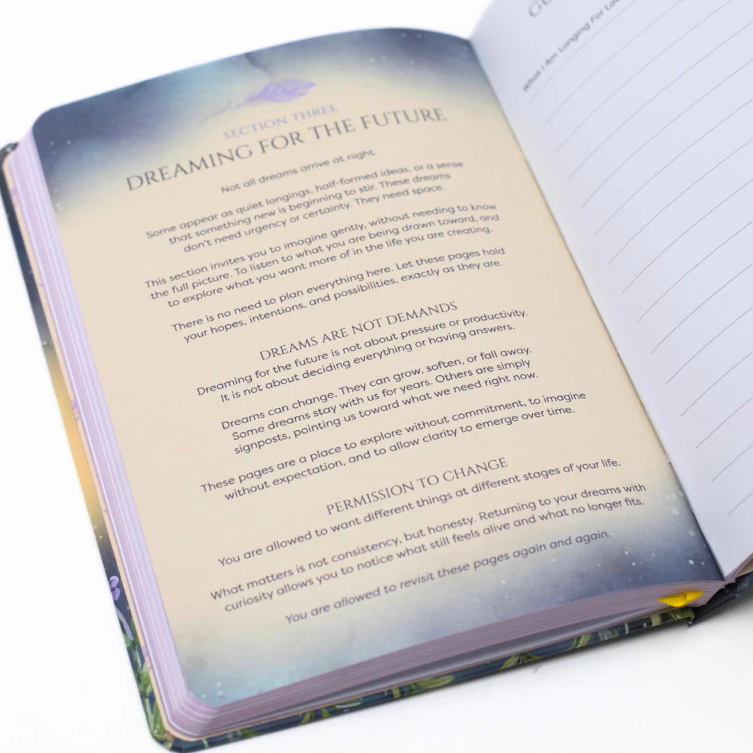 Open Journal with a page titled 'Dreaming for the Future' on a white background