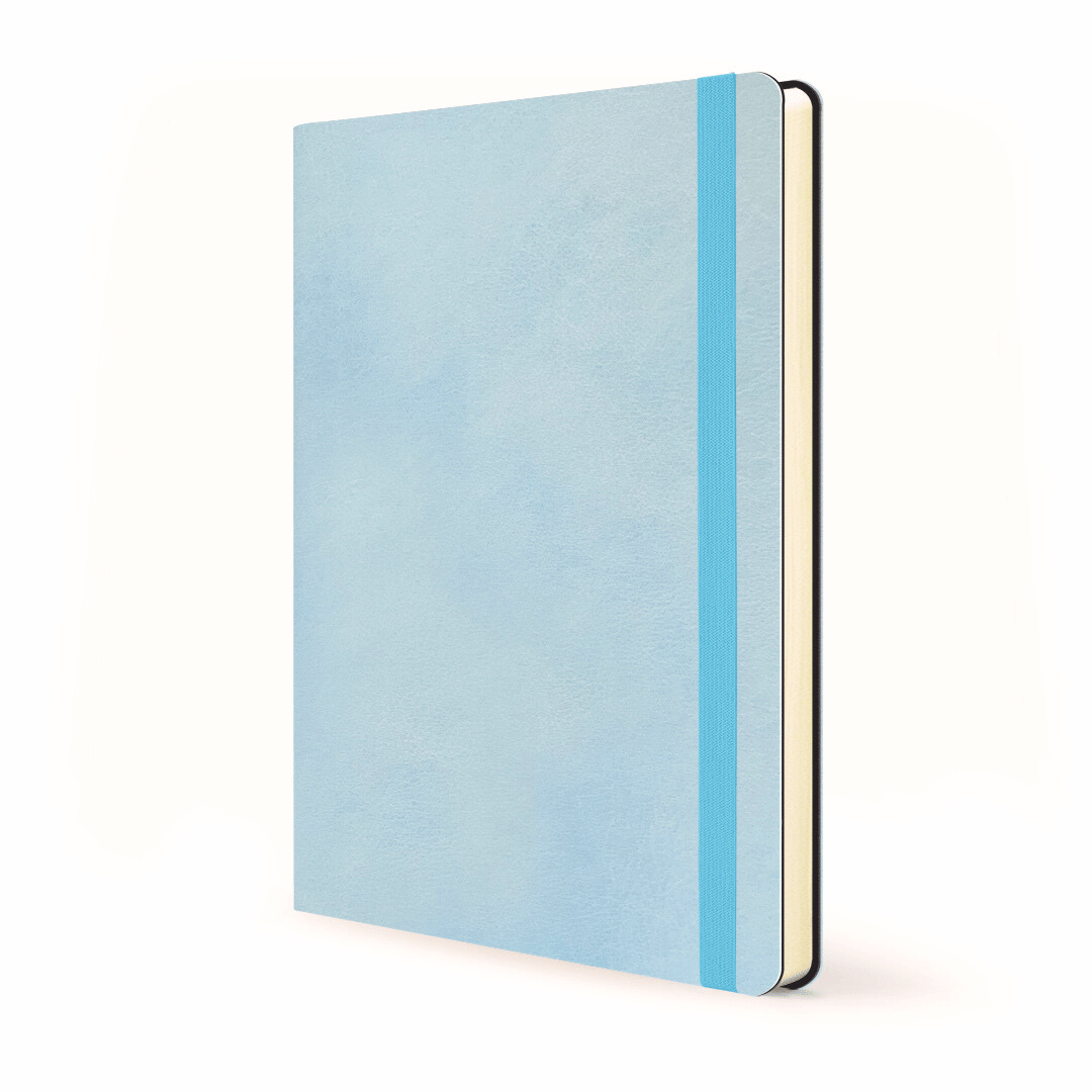 Front cover of Soft cover flexi Journal with a blueberry design on a white background