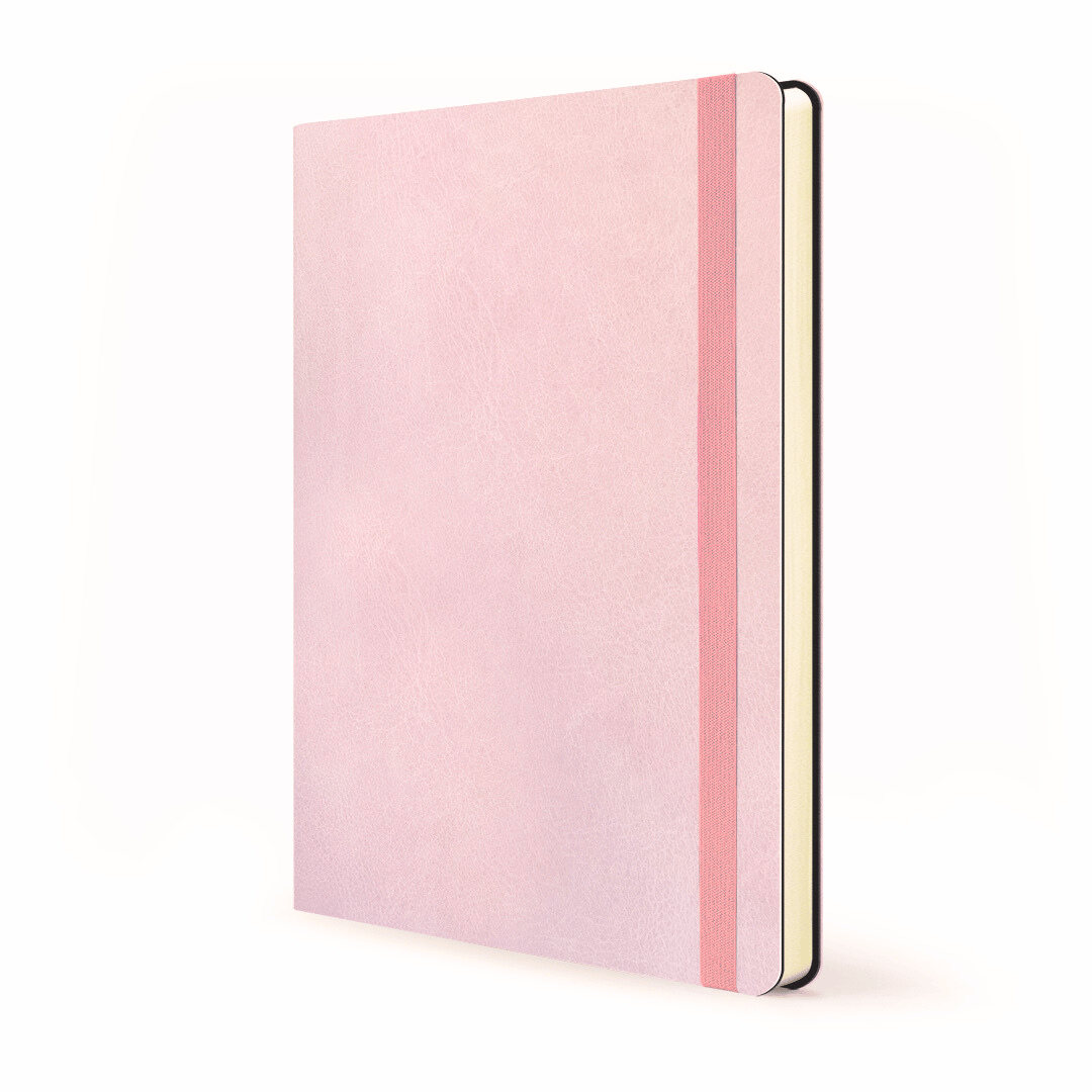 Front cover of Soft cover flexi Journal with a Candyfloss design with matching ribbon on a white background