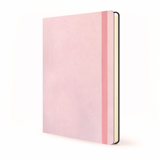 Front cover of Soft cover flexi Journal with a Candyfloss design with matching ribbon on a white background