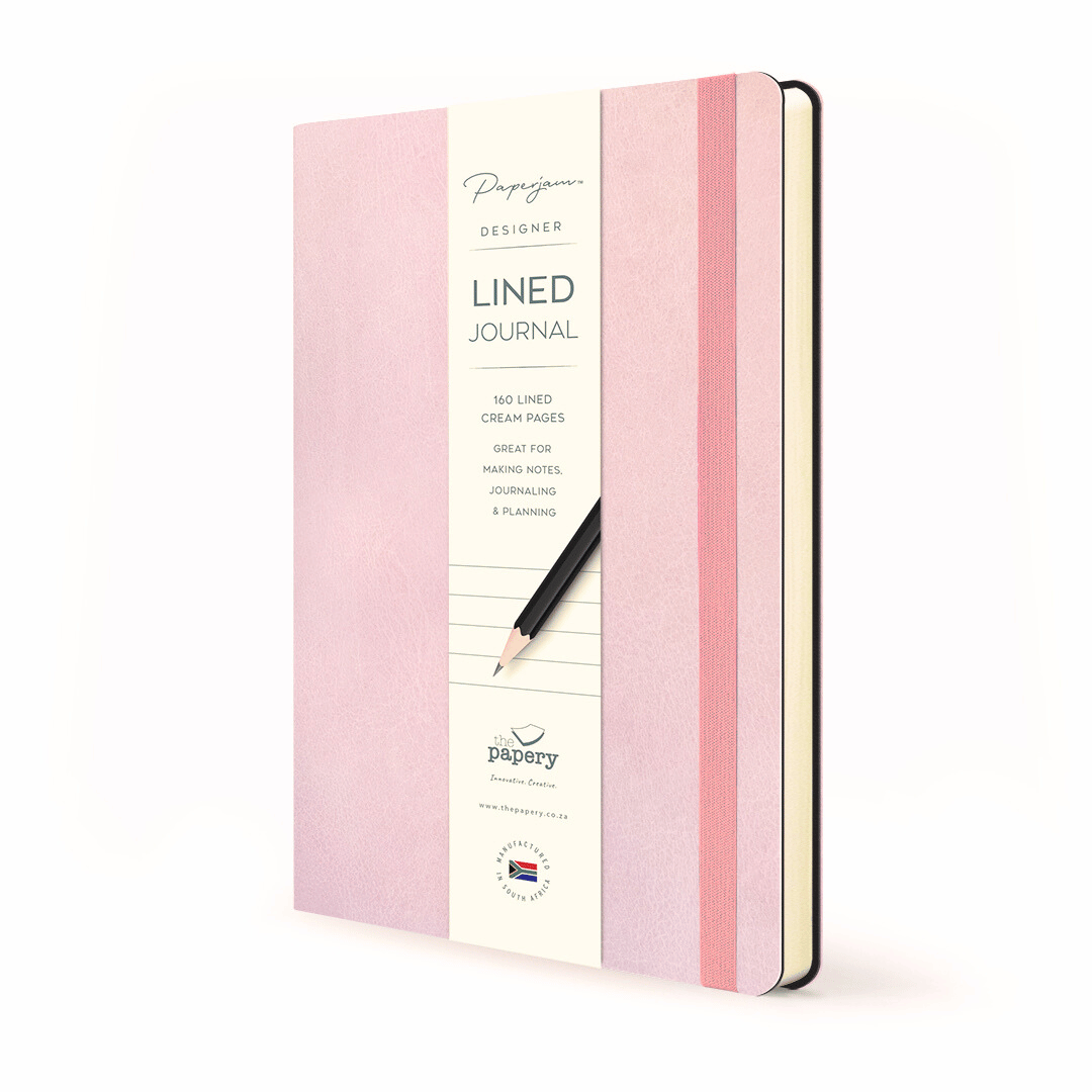 Lined pages inside Soft cover flexi Journal with a candyfloss design on a white background