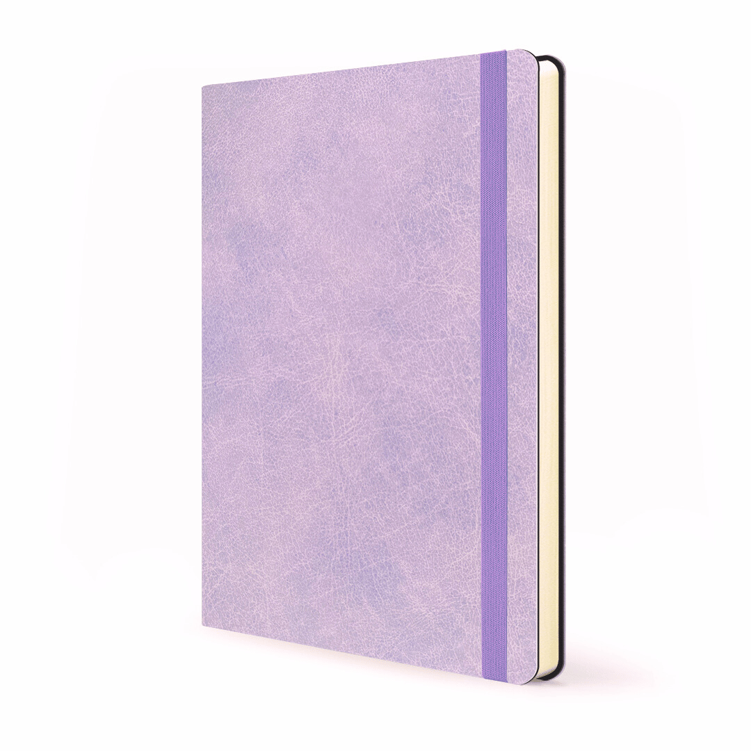 Front cover of Soft cover flexi Journal with a mulberry design on a white background