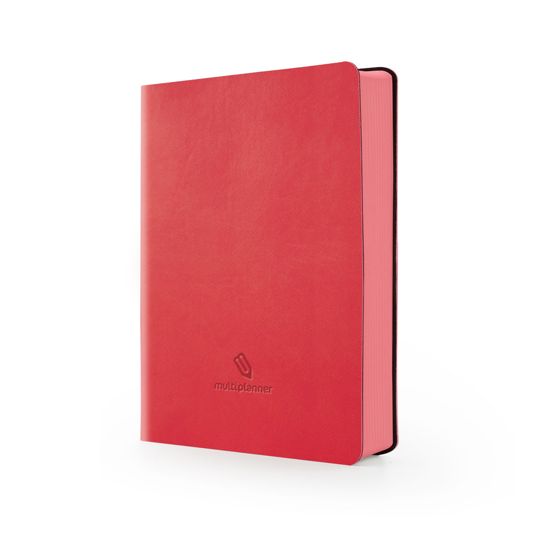 Flexi Multi-Planner in watermelon red leatherette with a visible brand logo on a white background
