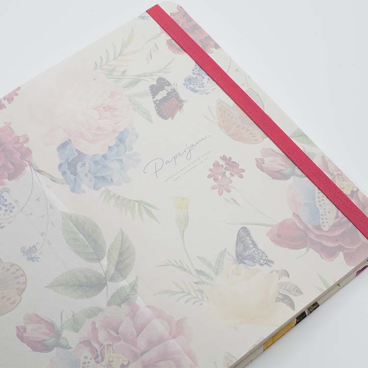 End papers of Insects Hard Cover Journal A5 with beautiful butterflies design and matching ribbon on a white background