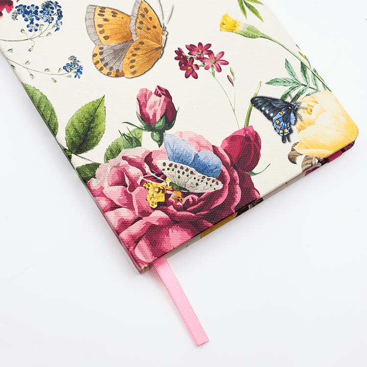 Insects Hard Cover Journal A5 with beautiful butterflies design featuring matching ribbon on a white background
