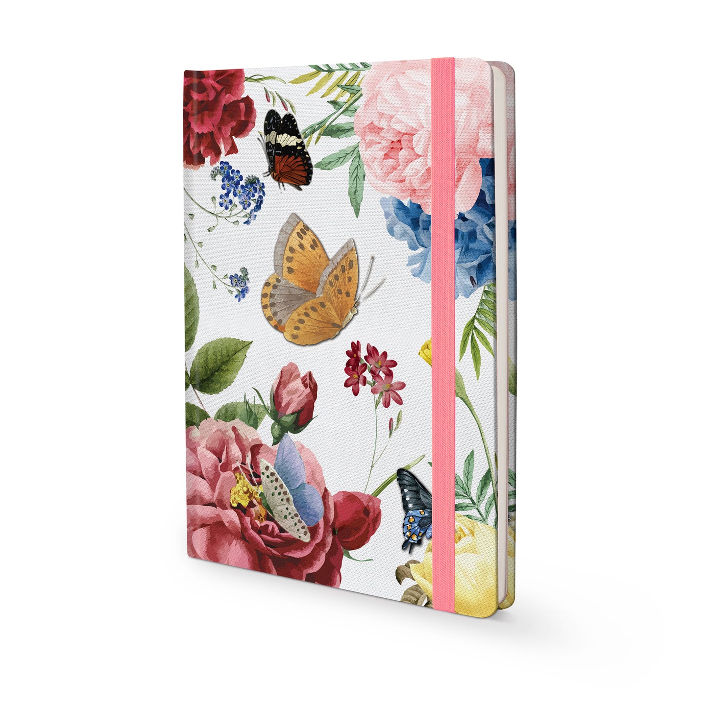 Back cover of Insects Hard Cover Journal A5 with beautiful butterflies design and matching ribbon on a white background