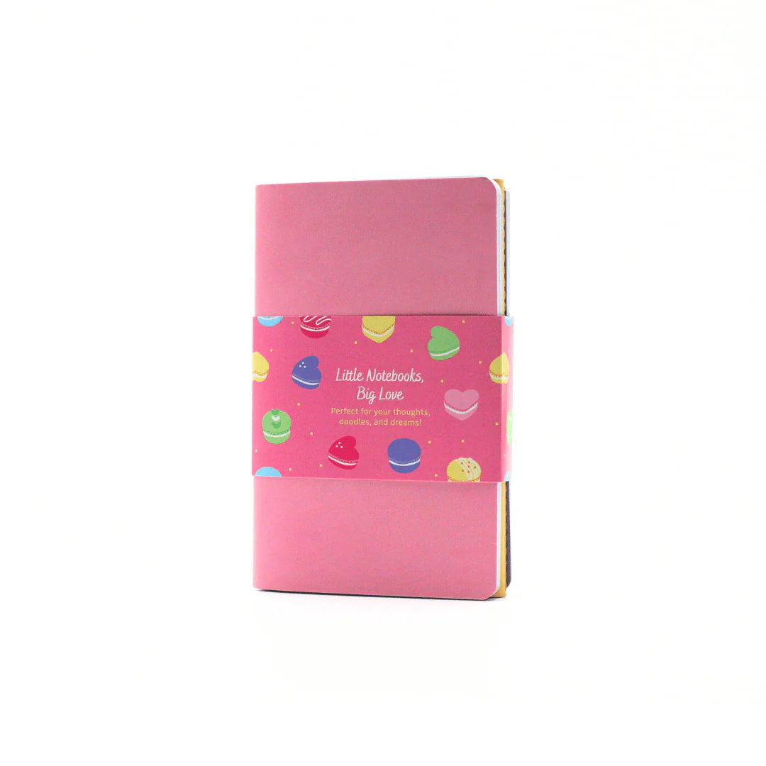 Pastel Pink Love and Macaron with colorful designs on a white background