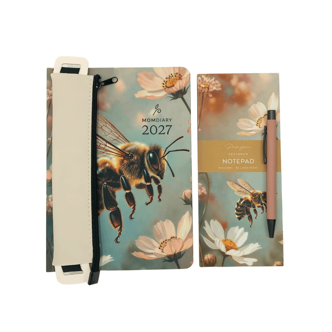 MOM Diary 2027 Designer Gift Bundle | A5 Planner, Pencil Pouch, Pen & Notepad Set