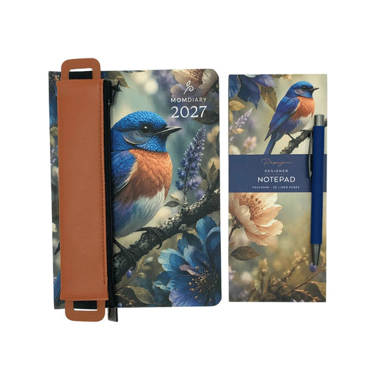MOM Diary 2027 Designer Gift Bundle | A5 Planner, Pencil Pouch, Pen & Notepad Set