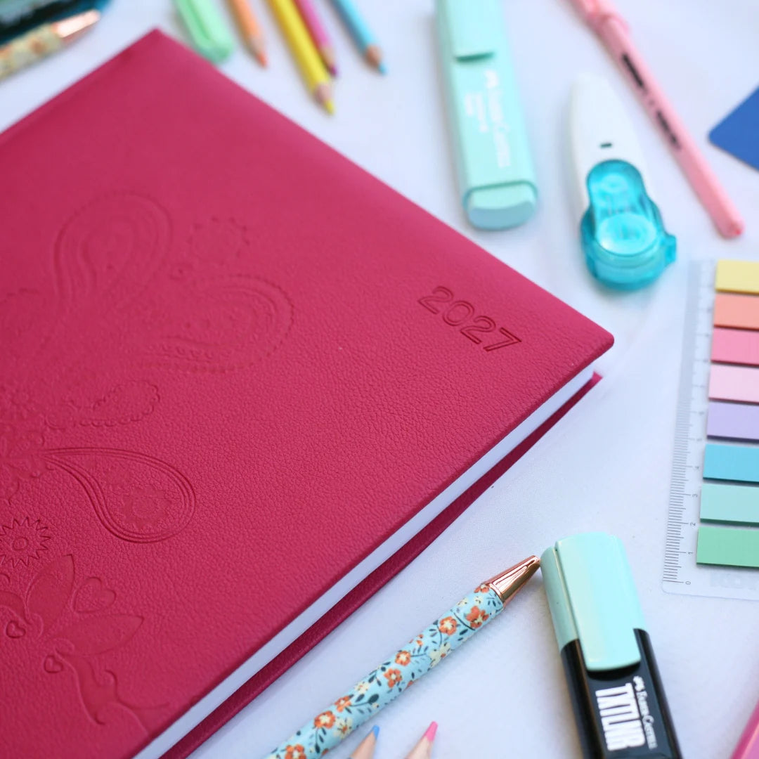Executive Nappa A4 Daily Diary 2027 | Premium Debossed Padded Hardcover