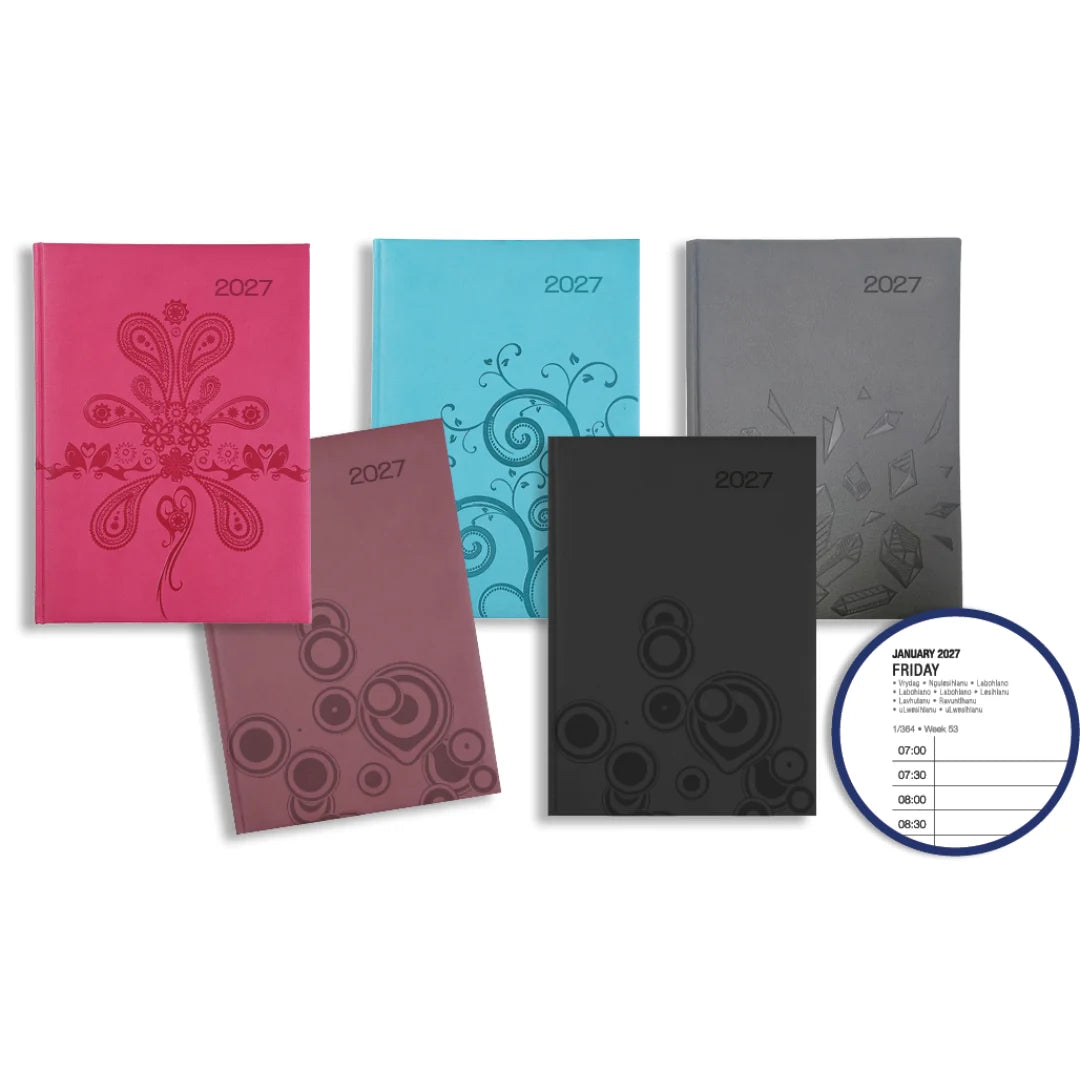 Executive Nappa A4 Daily Diary 2027 | Premium Debossed Padded Hardcover