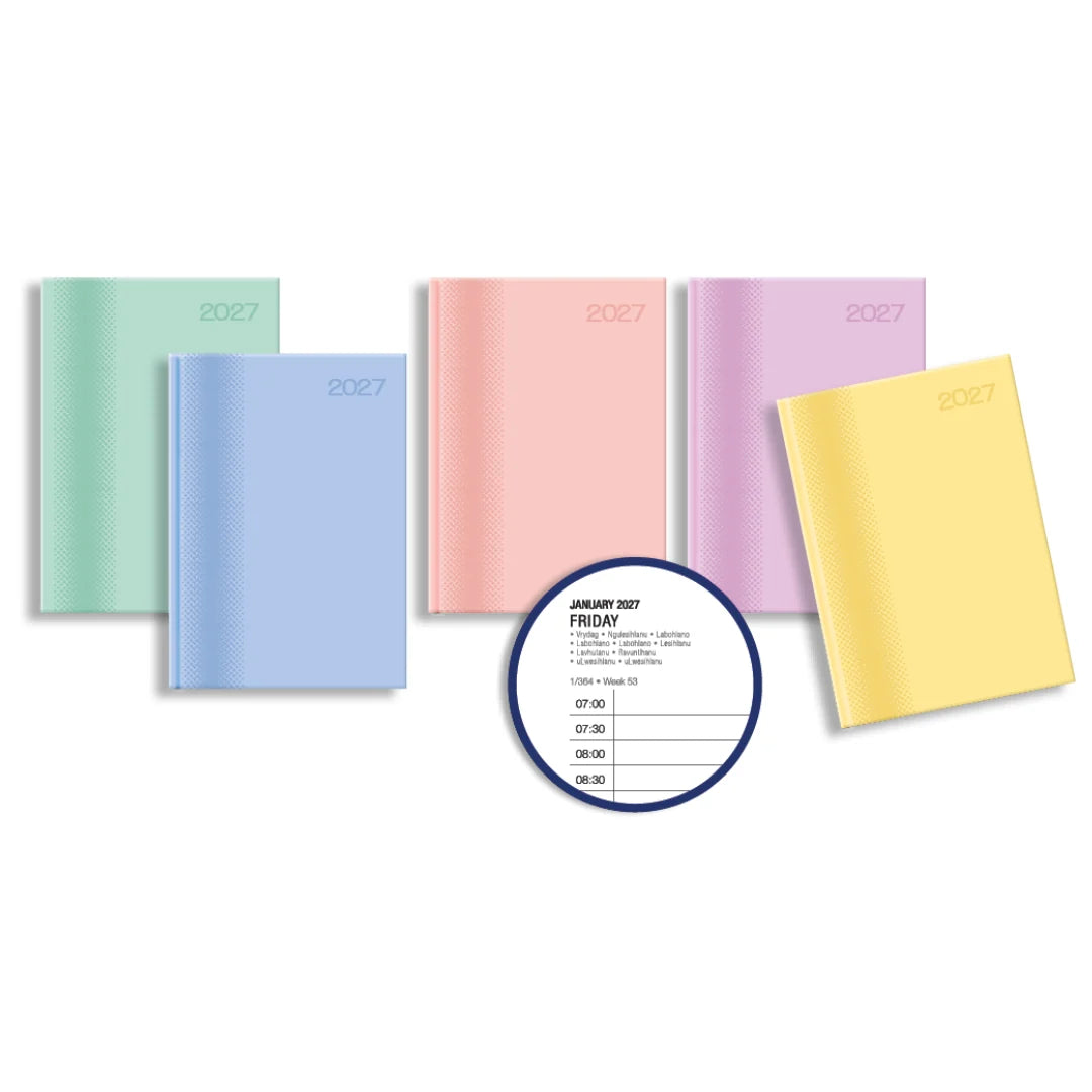 Executive Pastel 2027 A4 Page-a-Day Diary | Premium Padded Hardcover Planner with 15-Min Appointments