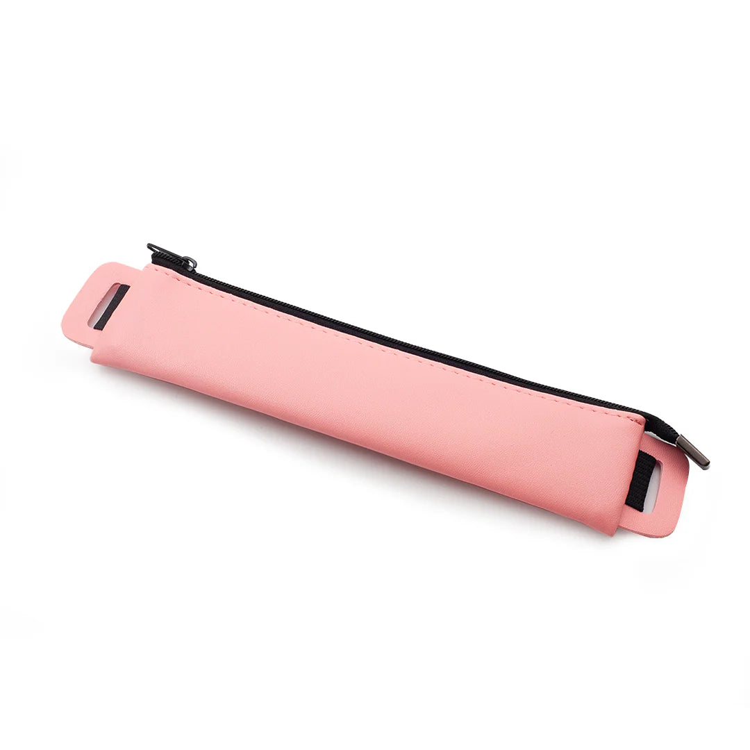 Diary/Journal Pencil Pouch case in pink with black zipper on a white background