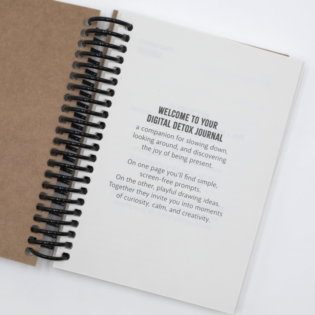 Digital Detox Journal with how to use prompt text on a white background