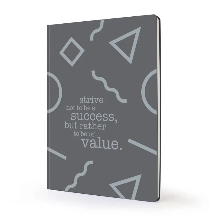 Scribblz A4 Journal with charcoal geometric patterns and motivational quote on a white background