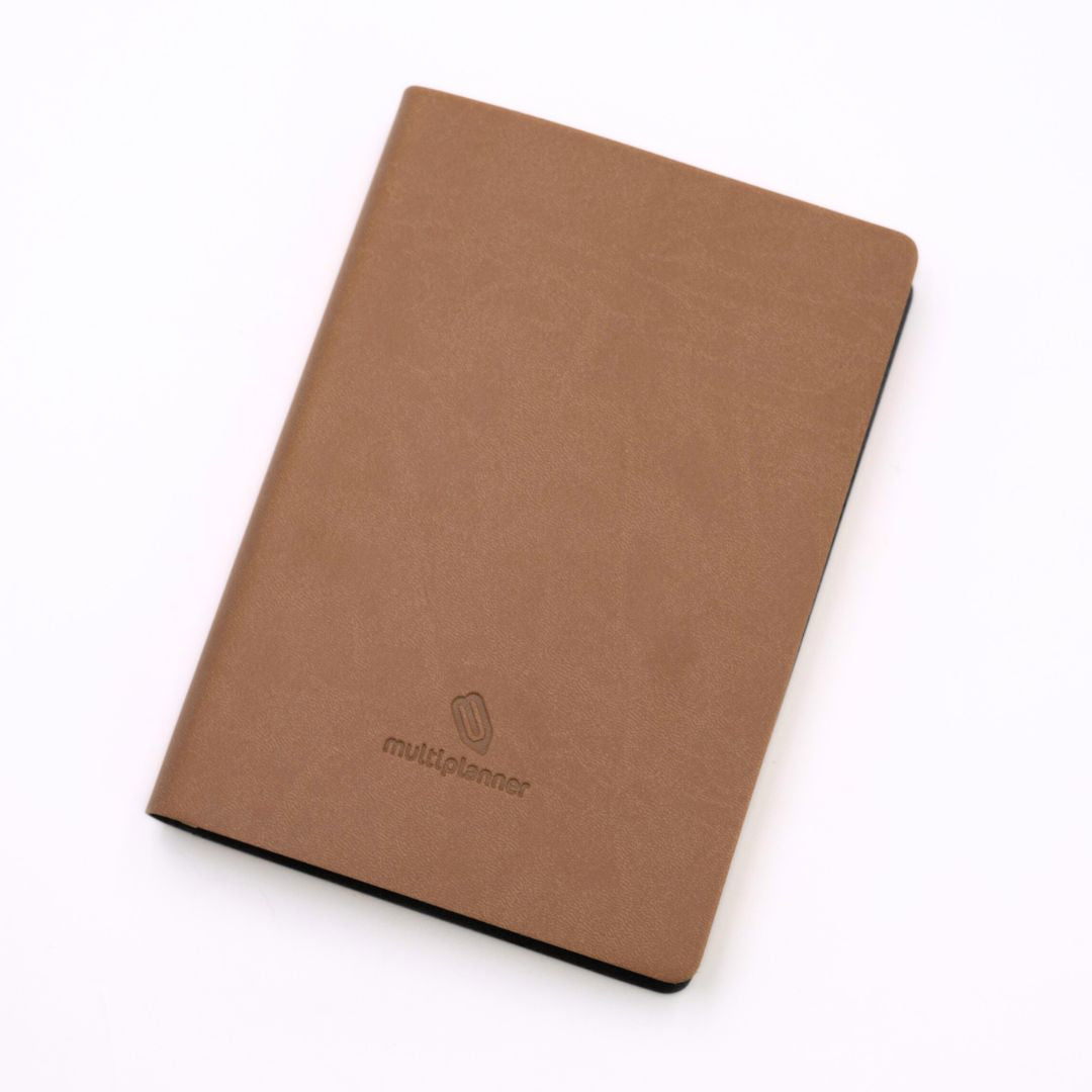 Flexi Multi-Planner in tan leatherette with a visible brand logo on a white background