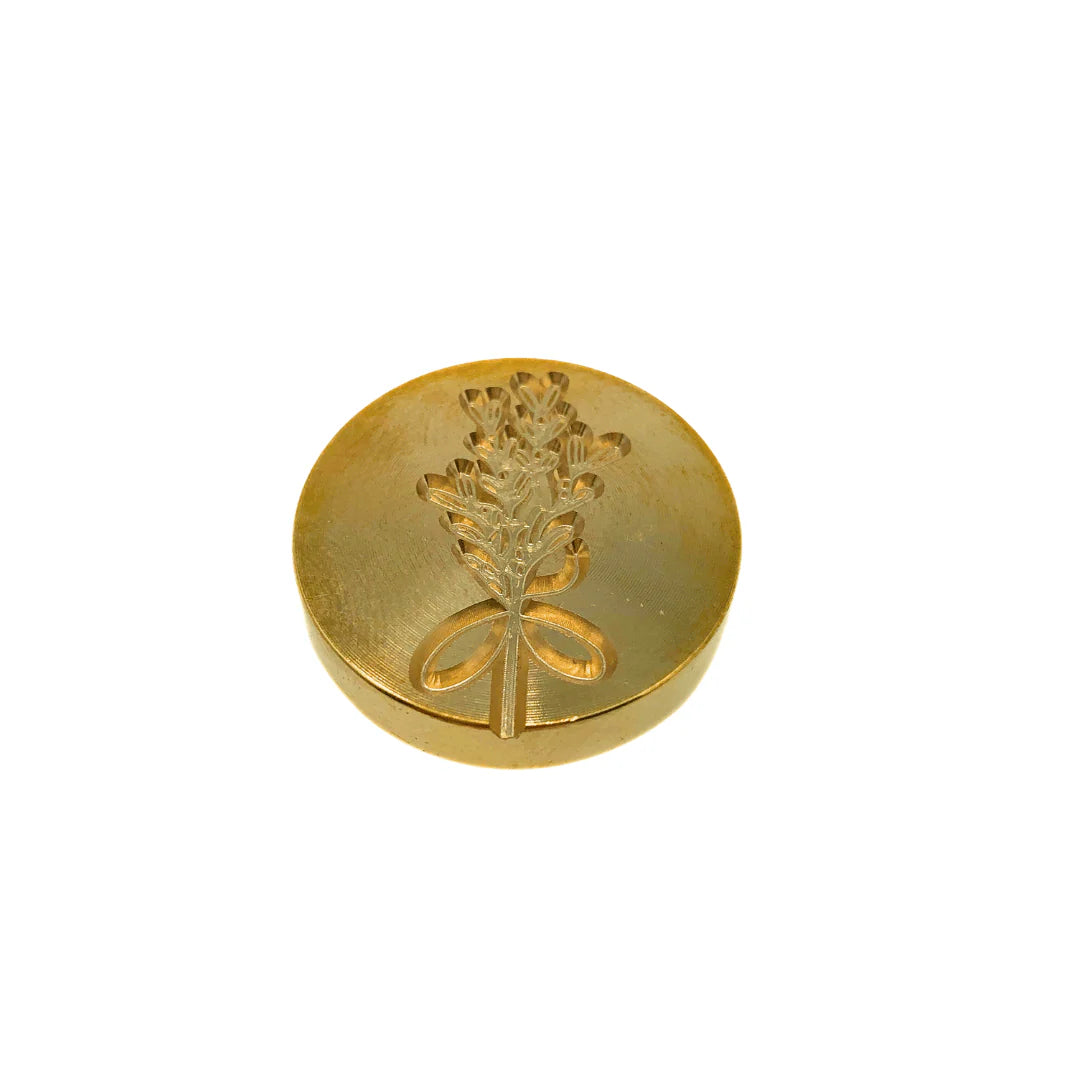 Sealing Wax Set Gold round decorative sealing head with floral design on a white background