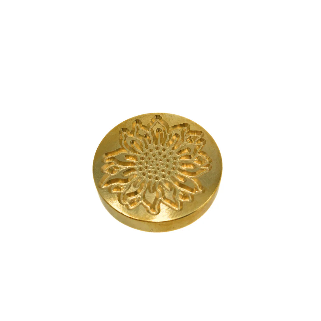 Sealing Wax Set in Gold decorative wax sealing head with intricate design on a white background