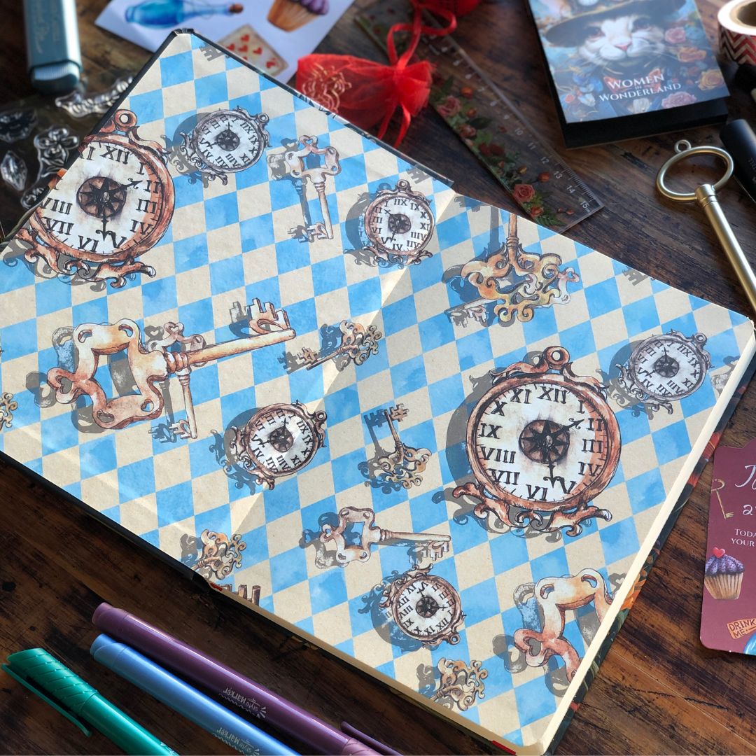 Retro Women in Wonderland Journal with matching end papers