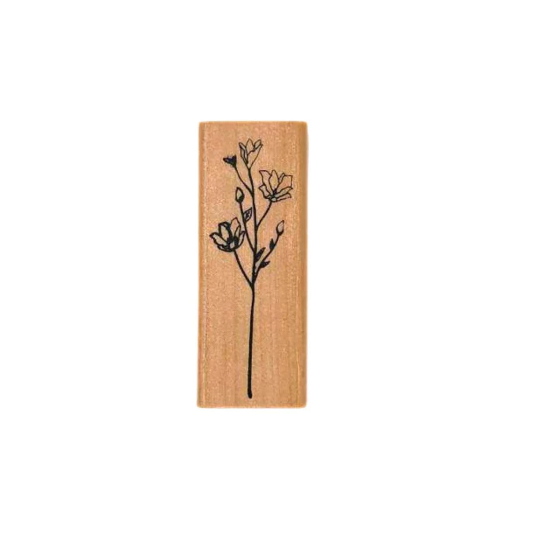 Wooden block Stamps with floral design on a white background
