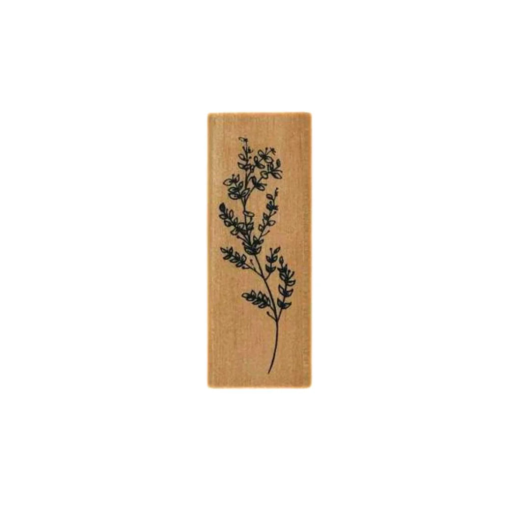 Rectangular Wooden block Stamps with a black leaf design on a white background