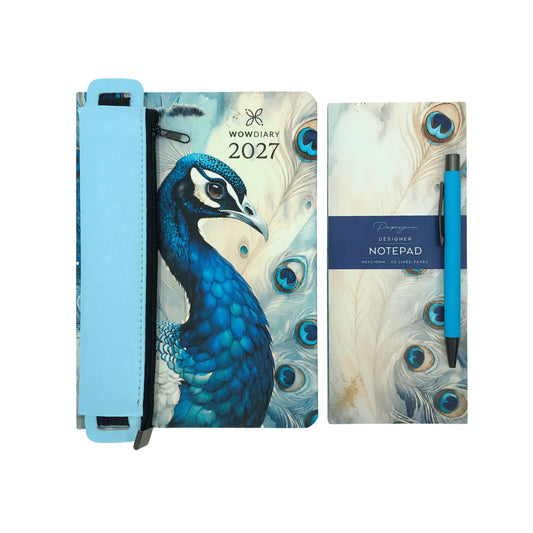 WOW Diary 2027 Designer Gift Bundle | A5 Planner, Pencil Pouch, Pen & Notepad Set