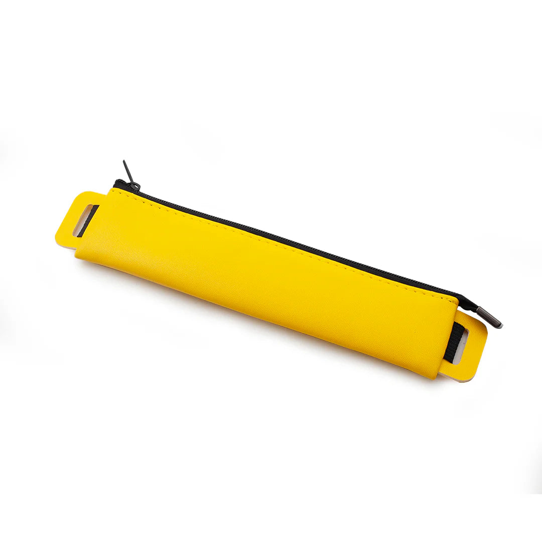 Diary/Journal Pencil Pouch case in yellow with black zipper on a white background
